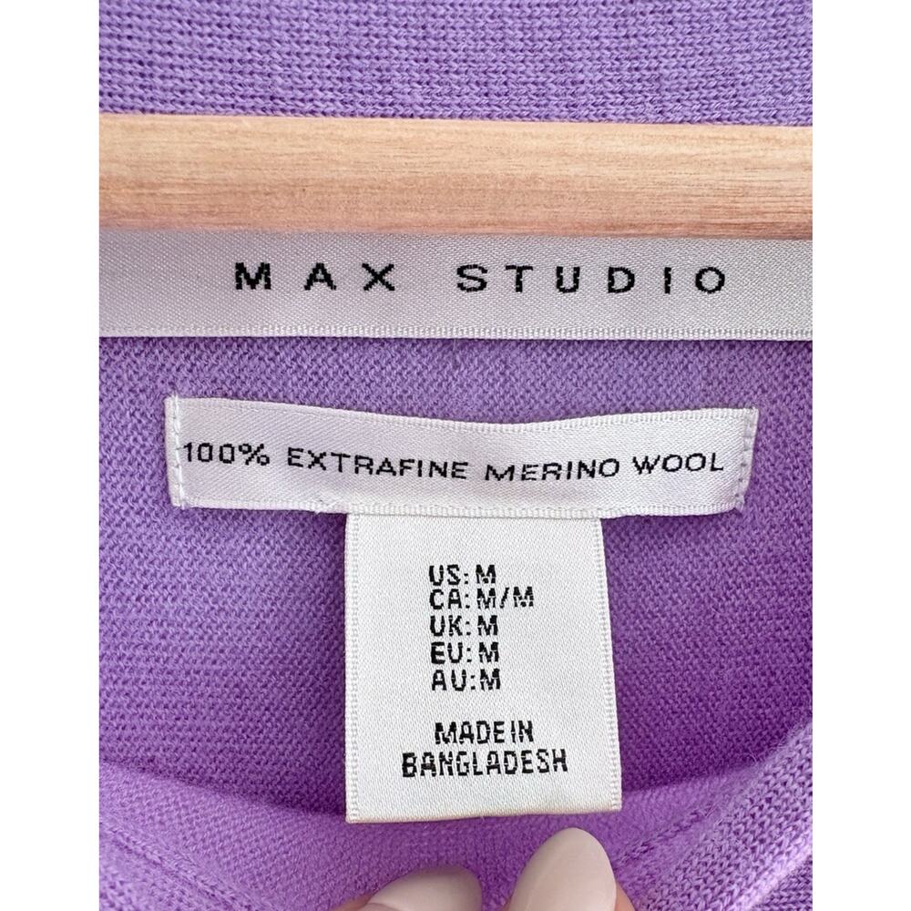 Max Studio 100% Merino Wool Lightweight Sweater Purple Dolman Sleeve Career M - Picture 2 of 13